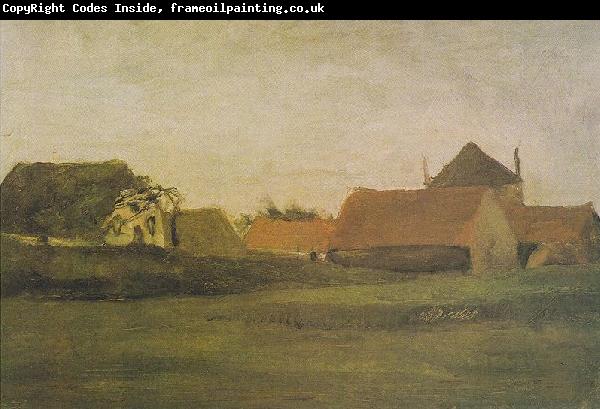 Vincent Van Gogh Farmhouses in Loosduinen at The Hague in the dawn